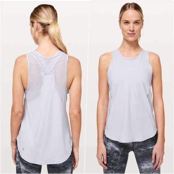 Lululemon High Neck Mesh Run Tank Grey 6 NWOT - Picture 1 of 12